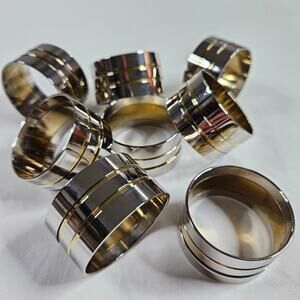 Set of 8 Silver & Gold Tone Napkin Rings